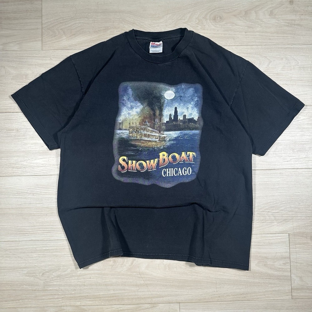 Vintage 90s Show Boat Chicago Blues Jazz Shirt Music Size XL Retro City Classic